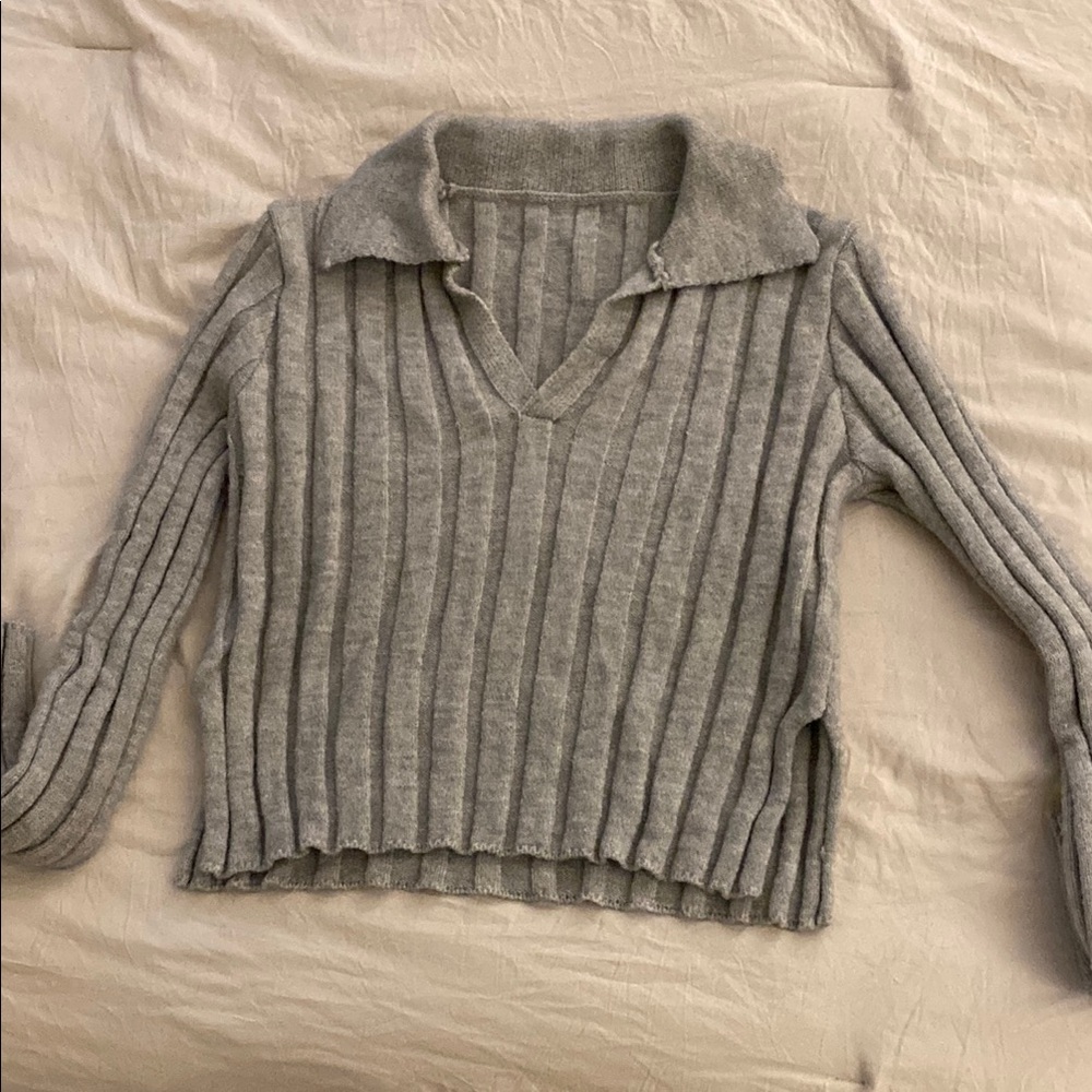 Gray Ribbed Women's Sweater
